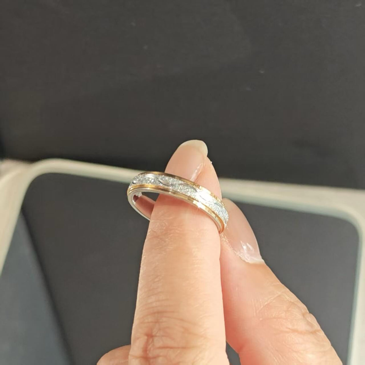 Two-Tone Gold Silver Ring, Minimalist Stackable Band, Eternity Style Ring for Man And Women