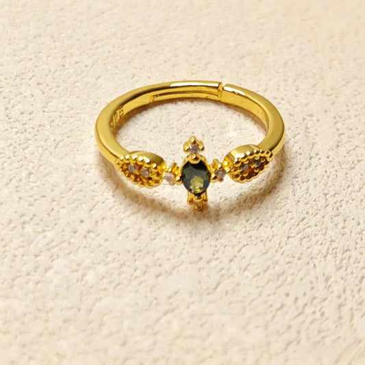 vintage ring,floral ring,green cubic zirconia ring,adjustable ring,copper ring,dainty ring,stackable ring,cocktail ring,women jewelry,boho jewelry,wholesale jewelry