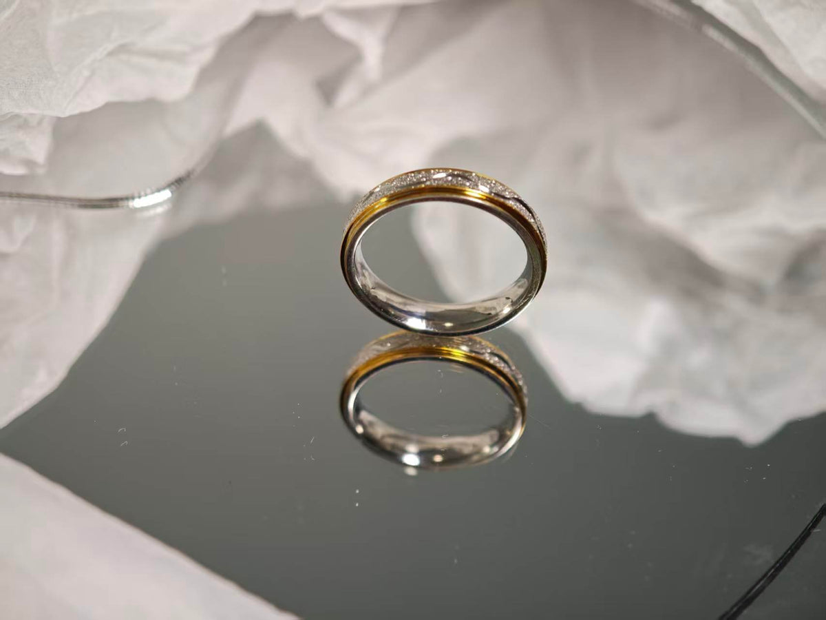 Two-Tone Gold Silver Ring, Minimalist Stackable Band, Eternity Style Ring for Man And Women