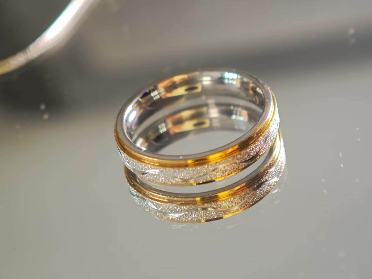 Two-Tone Gold Silver Ring, Minimalist Stackable Band, Eternity Style Ring for Man And Women