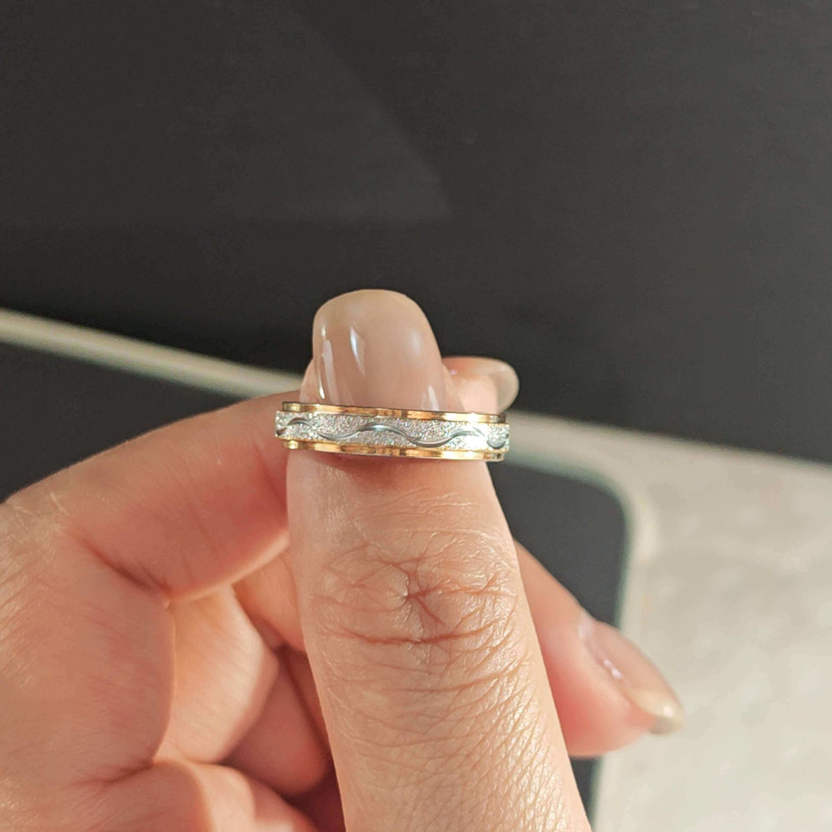 Two-Tone Gold Silver Ring, Minimalist Stackable Band, Eternity Style Ring for Man And Women